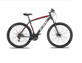 Bicicleta aro 29 Ksw Xlt 24v Alumínio Freio a Disco Garfo Suspensão Preta com Vermelho e Branco Tam.17