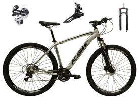 Bicicleta Aro 29 Ksw Xlt 24v Câmbio Shimano Acera K7 Garfo Trava Freio a Disco - Prata