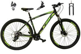 Bicicleta Aro 29 Ksw Xlt 24v Câmbio Shimano Acera K7 Garfo Trava Freio a Disco - Preto/Verde