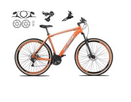 Bicicleta aro 29 Ksw Xlt 24v Câmbios Shimano Freios Hidráulicos Garfo com Suspensão Pneu Faixa Bege - Laranja