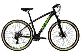 Bicicleta Aro 29 Ksw Xlt 24v Freio a Disco Garfo Com Suspensão Mtb 29 Alumínio Pneu com Faixa Bege - Preto/Verde