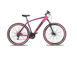Bicicleta Aro 29 Ksw Xlt 24v Freio a Disco Garfo Com Suspensão Mtb 29 Alumínio Pneu com Faixa Bege - Rosa