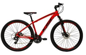 Bicicleta Aro 29 Ksw Xlt 24v Freio A Disco Suspensão Mountain Bike Alumínio - Vermelho/Preto
