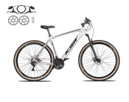 Bicicleta Aro 29 Ksw Xlt 24v Freios a Disco Hidráulicos Garfo Suspensão Pneu com Faixa Bege - Branca