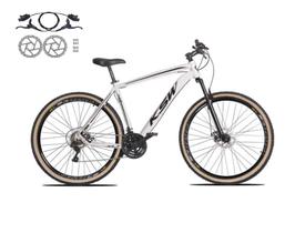 Bicicleta Aro 29 Ksw Xlt 24v Freios a Disco Hidráulicos Garfo Suspensão Pneu com Faixa Bege - Branco