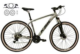 Bicicleta Aro 29 Ksw Xlt 24v Freios a Disco Hidráulicos Garfo Suspensão Pneu com Faixa Bege - Prata/Preto