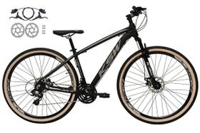 Bicicleta Aro 29 Ksw Xlt 24v Freios a Disco Hidráulicos Garfo Suspensão Pneu com Faixa Bege - Preto/Prata