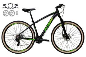 Bicicleta Aro 29 Ksw Xlt 24v Freios a Disco Hidráulicos Garfo Suspensão Pneu com Faixa Bege - Preto/Verde