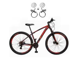 Bicicleta Aro 29 Ksw Xlt 24v Freios Hidráulicos Garfo Suspensão Mtb - Preto/Vermelha/Laranja