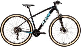 Bicicleta Aro 29 Ksw Xlt 24v K7 Câmbios Shimano Freio Hidráulico Garfo com Trava Pneu Faixa Bege - Preto/Azul