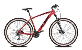 Bicicleta Aro 29 Ksw Xlt 24v K7 Câmbios Shimano Freio Hidráulico Garfo com Trava Pneu Faixa Bege - Vermelho