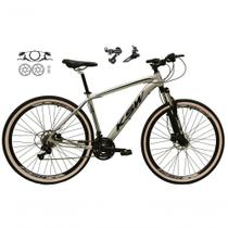 Bicicleta Aro 29 Ksw Xlt 24v K7 Câmbios Shimano Freio Hidráulico Garfo Trava Pneu Faixa - Prata Tam.15