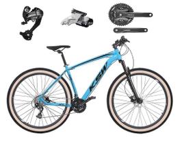 Bicicleta Aro 29 Ksw Xlt 27v Câmbios Shimano Altus Freios Hidráulicos Garfo Com Trava Pneu Bege - Azul