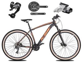 Bicicleta Aro 29 Ksw Xlt 27v Câmbios Shimano Altus Freios Hidráulicos Garfo Com Trava Pneu Bege - Preto/Laranja