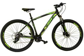 Bicicleta aro 29 Ksw Xlt 27v Freio Disco Hidráulico Garfo Trava Preto com Verde Tam.19 Alumínio