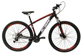 Bicicleta aro 29 Ksw Xlt 27v Freio Disco Hidráulico Garfo Trava Preto com Vermelho e Branco Tam.15 Alumínio