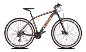 Bicicleta Aro 29 Ksw Xlt 27v Freio Hidráulico K7 Garfo com Trava Pneu com Faixa Bege - Preto/Laranja