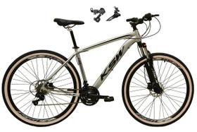 Bicicleta Aro 29 Ksw Xlt Alumínio 24v Câmbios Shimano Freio a Disco Garfo Suspensão Pneus Faixa Bege - Prata