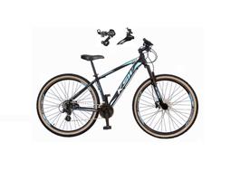 Bicicleta Aro 29 Ksw Xlt Alumínio 24v Câmbios Shimano Freio a Disco Garfo Suspensão Pneus Faixa Bege - Preto/Azul