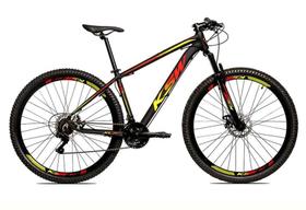 Bicicleta Aro 29 Ksw Xlt Alumínio 24v Câmbios Shimano Garfo com Trava no Ombro - Preto/Vermelho/Amarelo Bicicleta Aro 29 Ksw Xlt Alumínio 24v Câmbios Shimano Garfo com Trava no Ombro - Preto/Vermelho/Amarelo