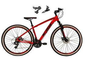 Bicicleta Aro 29 Ksw Xlt Alumínio 24v Câmbios Shimano Garfo Suspensão Pneu com Faixa Bege - Vermelho