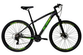 Bicicleta Aro 29 Ksw Xlt Alumínio 27v Freio a Disco Mecânico Garfo com Suspensão - Preto/Verde