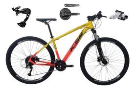 Bicicleta Aro 29 Ksw Xlt Alumínio Câmbio Traseiro Shimano Alívio e Altus 27v Freio Hidráulico Garfo Com Trava - Amarelo/Laranja