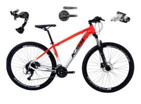 Bicicleta Aro 29 Ksw Xlt Alumínio Câmbio Traseiro Shimano Alívio e Altus 27v Freio Hidráulico Garfo Com Trava - Laranja/Branco