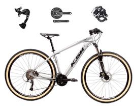 Bicicleta Aro 29 Ksw Xlt Alumínio Câmbio Traseiro Shimano Alívio e Altus 27v Freio Hidráulico Garfo Com Trava Pneu com Faixa Bege - Branco