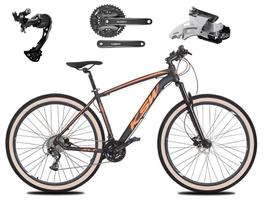 Bicicleta Aro 29 Ksw Xlt Alumínio Câmbio Traseiro Shimano Alívio e Altus 27v Freio Hidráulico Garfo Com Trava Pneu com Faixa Bege - Preto/Laranja