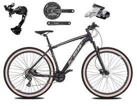Bicicleta Aro 29 Ksw Xlt Alumínio Câmbio Traseiro Shimano Alívio e Altus 27v Freio Hidráulico Garfo Com Trava Pneu com Faixa Bege - Preto/Prata