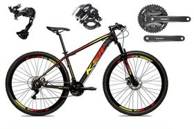 Bicicleta Aro 29 Ksw Xlt Alumínio Câmbio Traseiro Shimano Alívio e Altus 27v Freio Hidráulico Garfo Com Trava - Preto/Prata/Amarelo