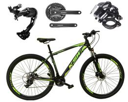 Bicicleta Aro 29 Ksw Xlt Alumínio Câmbio Traseiro Shimano Alívio e Altus 27v Freio Hidráulico Garfo Com Trava - Preto/Verde - Tam. 15