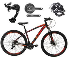 Bicicleta Aro 29 Ksw Xlt Alumínio Câmbio Traseiro Shimano Alívio e Altus 27v Freio Hidráulico Garfo Com Trava - Preto/Vermelho/Laranja - Tam. 21