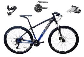 Bicicleta Aro 29 Ksw Xlt Alumínio Câmbio Traseiro Shimano Deore e Altus 27v Freio Hidráulico Garfo Com Trava - Preto/Azul