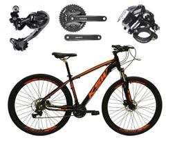 Bicicleta Aro 29 Ksw Xlt Alumínio Câmbio Traseiro Shimano Deore e Altus 27v Freio Hidráulico Garfo Com Trava - Preto/Laranja - 17