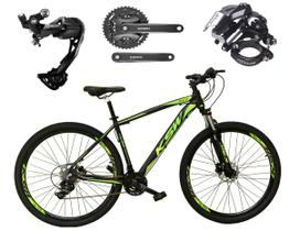 Bicicleta Aro 29 Ksw Xlt Alumínio Câmbio Traseiro Shimano Deore e Altus 27v Freio Hidráulico Garfo Com Trava - Preto/Verde
