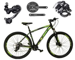 Bicicleta Aro 29 Ksw Xlt Alumínio Câmbio Traseiro Shimano Deore e Altus 27v Freio Hidráulico Garfo Com Trava - Preto/Verde