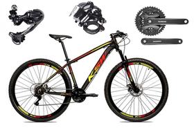 Bicicleta Aro 29 Ksw Xlt Alumínio Câmbio Traseiro Shimano Deore e Altus 27v Freio Hidráulico Garfo Com Trava - Preto/Vermelho/Amarelo