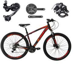 Bicicleta Aro 29 Ksw Xlt Alumínio Câmbio Traseiro Shimano Deore e Altus 27v Freio Hidráulico Garfo Com Trava - Preto/Vermelho/Laranja - 21