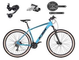 Bicicleta Aro 29 Ksw Xlt Câmbio Traseiro Shimano Deore e Altus 27v Freio Hidráulico Garfo Com Trava Pneu Faixa Bege - Azul