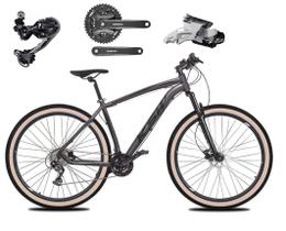 Bicicleta Aro 29 Ksw Xlt Câmbio Traseiro Shimano Deore e Altus 27v Freio Hidráulico Garfo Com Trava Pneu Faixa Bege - Grafite