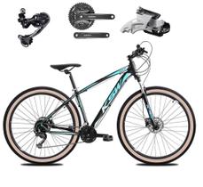 Bicicleta Aro 29 Ksw Xlt Câmbio Traseiro Shimano Deore e Altus 27v Freio Hidráulico Garfo Com Trava Pneu Faixa Bege - Preto/Azul