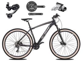 Bicicleta Aro 29 Ksw Xlt Câmbio Traseiro Shimano Deore e Altus 27v Freio Hidráulico Garfo Com Trava Pneu Faixa Bege - Preto/Prata