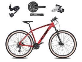 Bicicleta Aro 29 Ksw Xlt Câmbio Traseiro Shimano Deore e Altus 27v Freio Hidráulico Garfo Com Trava Pneu Faixa Bege - Vermelho