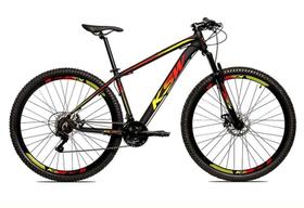 Bicicleta Aro 29 Ksw Xlt Câmbios Shimano 24v K7 Freios Hidráulicos Garfo Com Trava - Preto/Vermelho/Amarelo