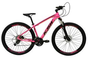 Bicicleta Aro 29 Ksw Xlt Câmbios Shimano 24v K7 Freios Hidráulicos Garfo Com Trava - Rosa/Preto