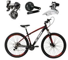 Bicicleta Aro 29 Ksw Xlt Câmbios Shimano Altus 24v K7 Alumínio Freios Hidráulicos Garfo Com Trava Preta com Vermelho e Branco Tam. 19