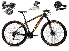 Bicicleta Aro 29 Ksw Xlt Câmbios Shimano Altus 24v K7 Alumínio Freios Hidráulicos Garfo Com Trava - Preto/Vermelho/Amarelo