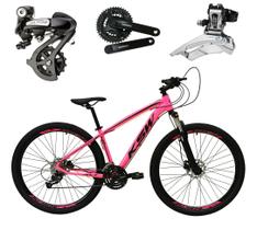 Bicicleta Aro 29 Ksw Xlt Câmbios Shimano Altus 24v K7 Alumínio Freios Hidráulicos Garfo Com Trava Rosa Chiclete Tam. 17